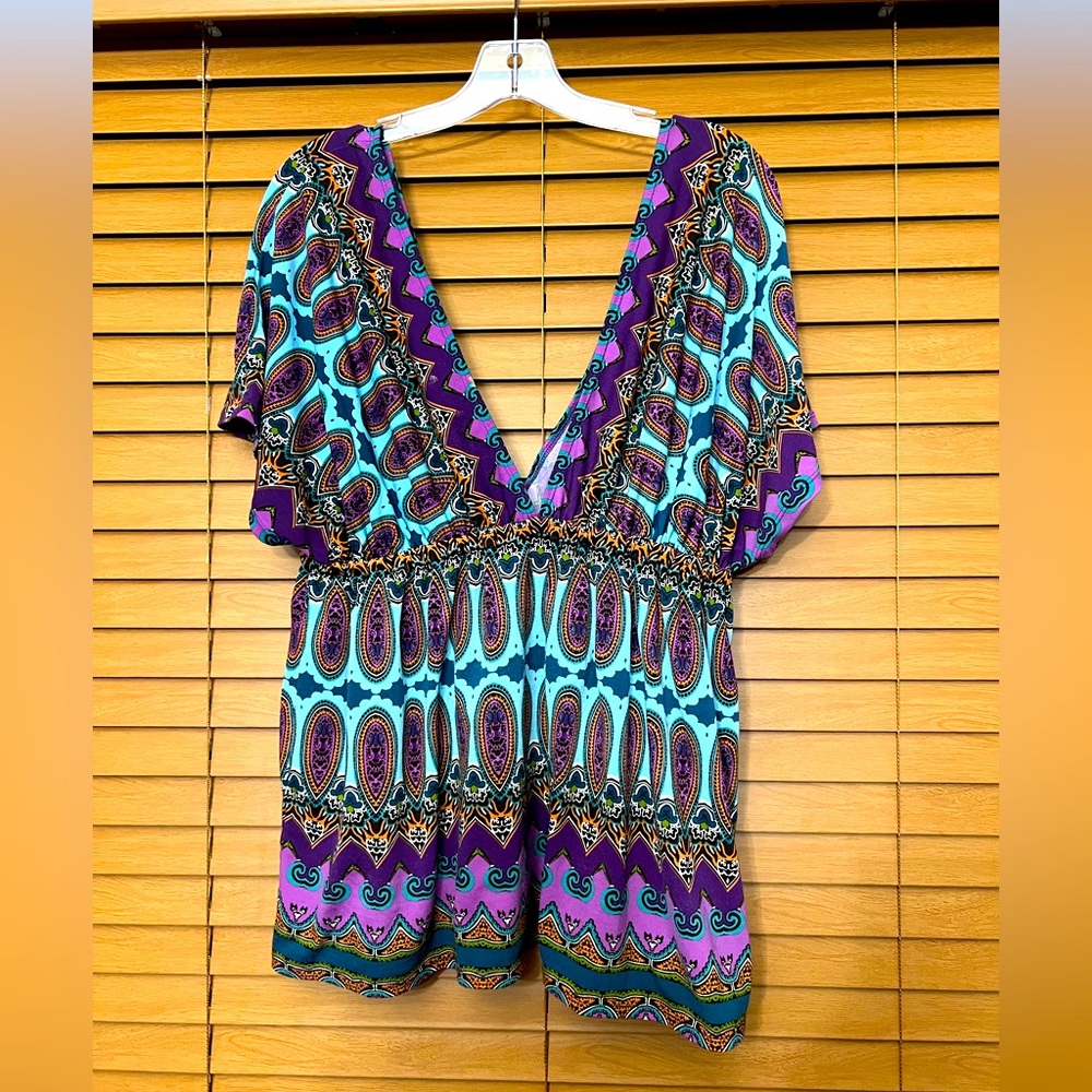 Boho Style Deep V Front Women's Top Size XL